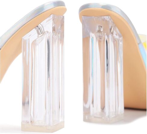 Cape Robbin Fusion Chunky Block High Heels for Women, Transparent Booties for Women in Saudi Arabia
