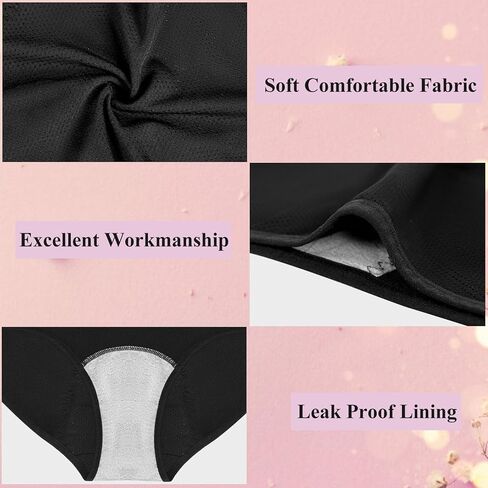ETAOLINE Women's Period Panties Postpartum Underwear Menstrual Hipster Leakproof Briefs 5-pack Black in Kuwait