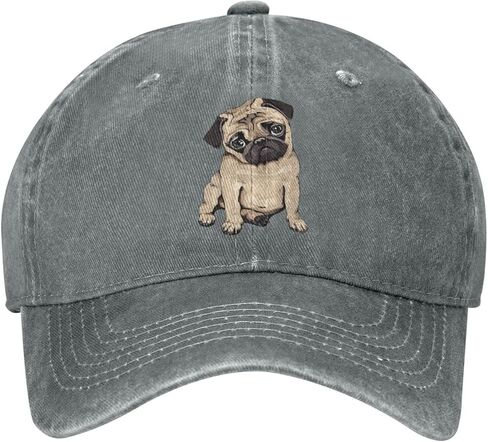 VunKo Vintage Washed Distressed Adjustable Pug Dog Womens Denim Baseball Cap Mom Trucker Hat Cap for Women Unisex in Kuwait