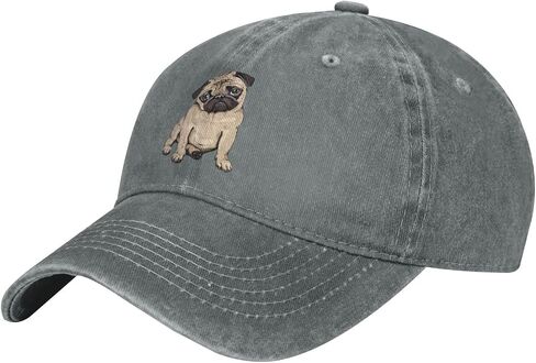VunKo Vintage Washed Distressed Adjustable Pug Dog Womens Denim Baseball Cap Mom Trucker Hat Cap for Women Unisex in Kuwait