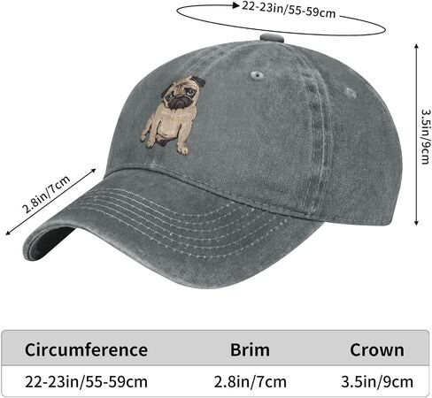 VunKo Vintage Washed Distressed Adjustable Pug Dog Womens Denim Baseball Cap Mom Trucker Hat Cap for Women Unisex in Kuwait