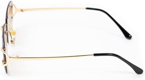 Gold Wire Frame Luxury Unisex Square Rimless Gem Cut Trendy Retro 90's Hip Hop Diamond Cut lens Brown Tint Lens Sun Glasses Frameless Rectangle Summer Shades Sunglasses For Men And Women in Saudi Arabia