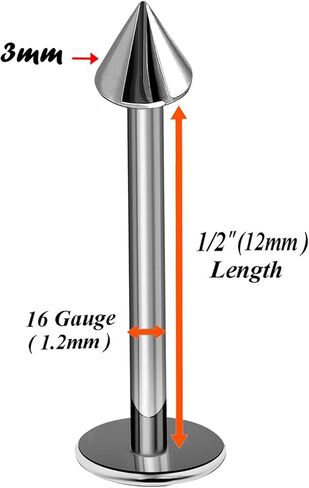 Bodyjewellery 2 قطعة ترصيع التيتانيوم Labret 16 جرام محارة ثقب الشفاه لدغات الأفعى العنكبوت مونرو الزنمة الغضروف اللولب المخروط B2BCI اختيار الحجم in Kuwait