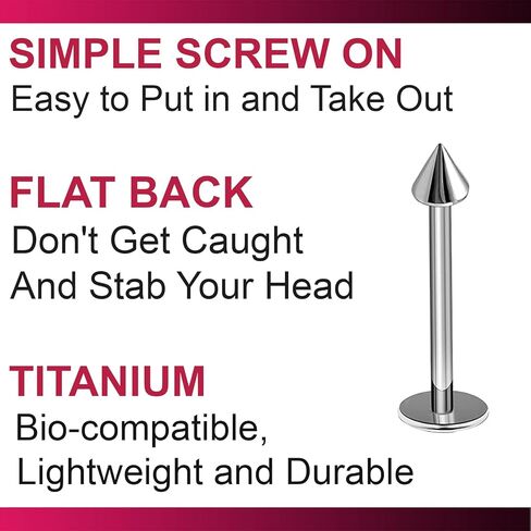 Bodyjewellery 2 قطعة ترصيع التيتانيوم Labret 16 جرام محارة ثقب الشفاه لدغات الأفعى العنكبوت مونرو الزنمة الغضروف اللولب المخروط B2BCI اختيار الحجم in Kuwait