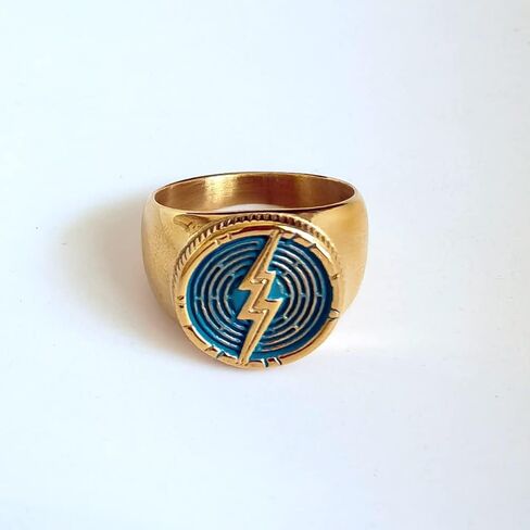 2023 The Flash Season Cosplay Flash Ring Gold Plated 316L Stainless Steel Mens Boys Gift Jewelry Size 7~12# in Kuwait