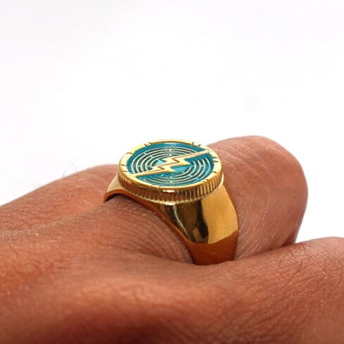 2023 The Flash Season Cosplay Flash Ring Gold Plated 316L Stainless Steel Mens Boys Gift Jewelry Size 7~12# in Kuwait