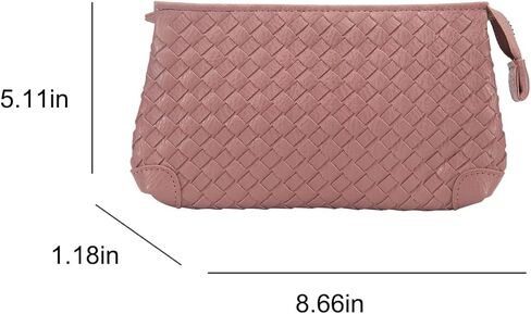 محافظ فوزية للعملات المعدنية وسلة من الجلد الصناعي، محافظ عصرية منسوجة للنساء، مجموعة مكونة من قطعتين - أسود - قطعتين in Kuwait