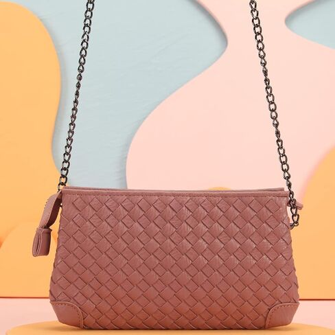 محافظ فوزية للعملات المعدنية وسلة من الجلد الصناعي، محافظ عصرية منسوجة للنساء، مجموعة مكونة من قطعتين - أسود - قطعتين in Kuwait