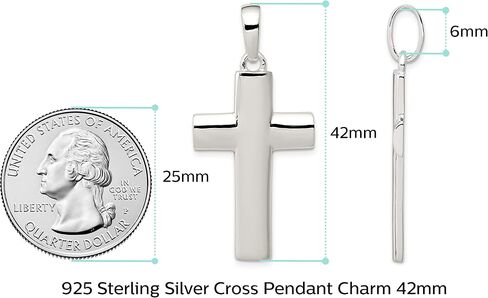 Solid 925 Sterling Silver Cross Pendant Charm - 42mm x 20mm - Jewelry Gifts For Women Wife Mom Gifts For Men Husband Dad in Saudi Arabia