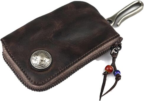 Akuhizo Leather Mini Medieval Pouch Keychain,Leather Belt Pouch Keychain,Coin Organizer Change Holder Leather zipper Pouch for Men in Saudi Arabia