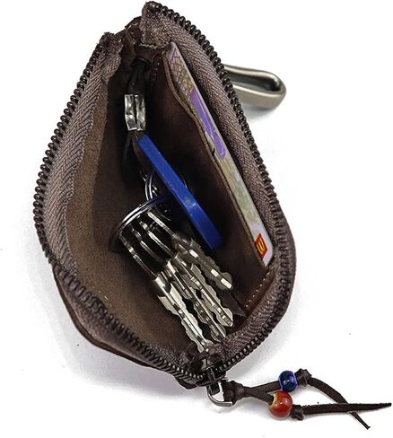 Akuhizo Leather Mini Medieval Pouch Keychain,Leather Belt Pouch Keychain,Coin Organizer Change Holder Leather zipper Pouch for Men in Saudi Arabia