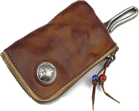 Akuhizo Leather Mini Medieval Pouch Keychain,Leather Belt Pouch Keychain,Coin Organizer Change Holder Leather zipper Pouch for Men in Saudi Arabia