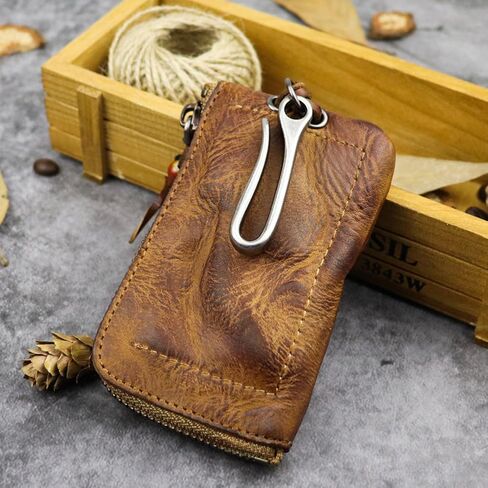 Akuhizo Leather Mini Medieval Pouch Keychain,Leather Belt Pouch Keychain,Coin Organizer Change Holder Leather zipper Pouch for Men in Saudi Arabia