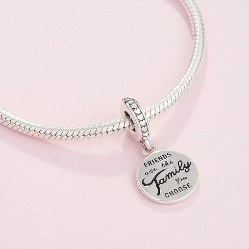 Pandora Friends Are Family Dangle Charm - أساور لحظات متوافقة - مجوهرات للنساء - هدية للنساء في حياتك - مصنوعة من الفضة الإسترلينية والمينا، مع صندوق هدايا in Saudi Arabia