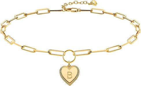 MEVECCO Gold Heart Initial Necklace 18K Gold Plated Handmade Letter Heart Choker Necklace for Women Minimalist Personalized Alphabet Necklaces Jewelry for Her in Kuwait