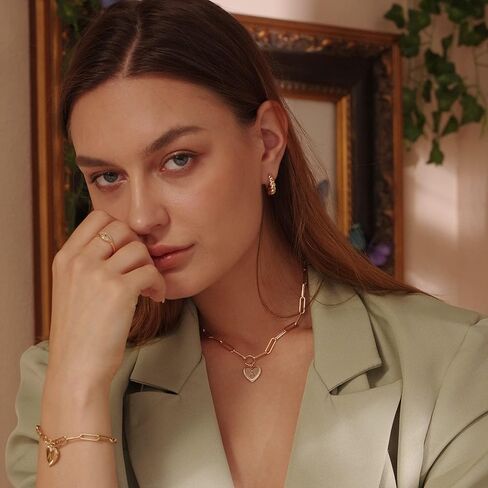 MEVECCO Gold Heart Initial Necklace 18K Gold Plated Handmade Letter Heart Choker Necklace for Women Minimalist Personalized Alphabet Necklaces Jewelry for Her in Kuwait