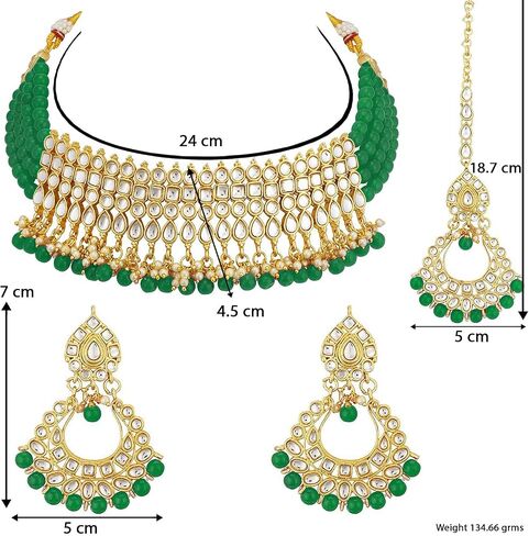 I Jewels Gold Plated Ethnic Indian Traditional Kundan Pearl Choker Necklace Set for Women in Saudi Arabia