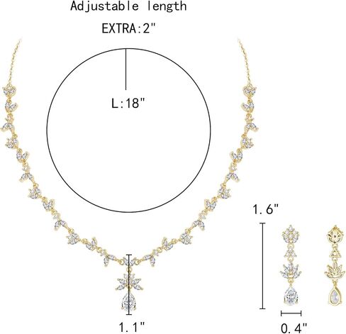 EleQueen Women's Wedding Bridal Jewelry Set for Brides Bridesmaids, Elegant Leaf Vine Cubic Zirconia Teardrop Necklace Earrings Bracelet Sets for Party Prom in Saudi Arabia