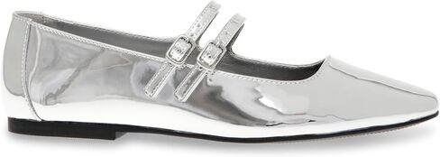 Steve Madden Women's Alisah Mary Jane Flat, Silver Foil, 9 in Saudi Arabia