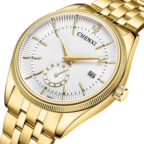 JewelryWe Luxury Couple Watches Gold-Silver Tone Stainless Steel Quartz Calendar Wristwatch Rhinestone His and Her Watch Set, for Anniversary, Wedding, Valentine's Day in Kuwait