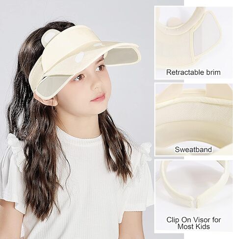 قبعات Bienvenu لأقنعة الشمس للفتيات، قبعات صيفية قابلة للتعديل للأطفال مع حافة قابلة للسحب، قبعة رياضية للحماية من الأشعة فوق البنفسجية in Kuwait