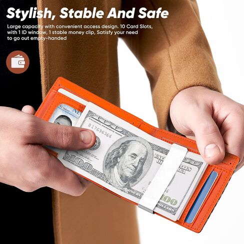KE'VERSO Slim Wallet for Men Gifts 12 Card Slots ID Window With Money Clip Minimalist RFID Front Pocket Bifold Leather Small Thin Gift Box Dad Birthday Christmas Regalos Hombres in Saudi Arabia