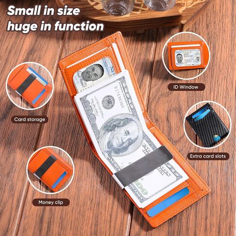 KE'VERSO Slim Wallet for Men Gifts 12 Card Slots ID Window With Money Clip Minimalist RFID Front Pocket Bifold Leather Small Thin Gift Box Dad Birthday Christmas Regalos Hombres in Saudi Arabia