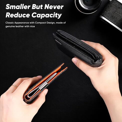 KE'VERSO Slim Wallet for Men Gifts 12 Card Slots ID Window With Money Clip Minimalist RFID Front Pocket Bifold Leather Small Thin Gift Box Dad Birthday Christmas Regalos Hombres in Saudi Arabia