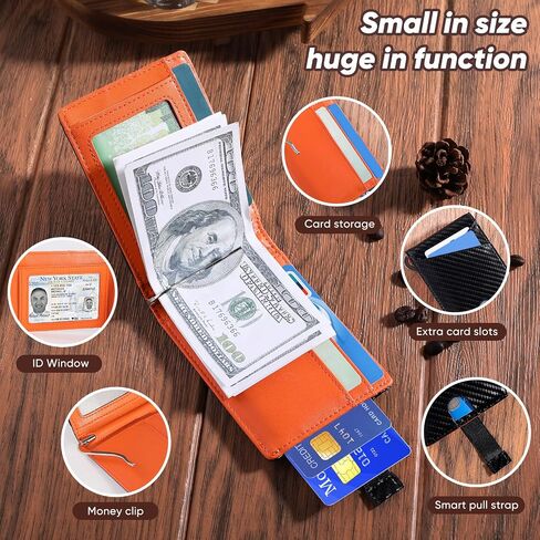 KE'VERSO Slim Wallet for Men Gifts 12 Card Slots ID Window With Money Clip Minimalist RFID Front Pocket Bifold Leather Small Thin Gift Box Dad Birthday Christmas Regalos Hombres in Saudi Arabia