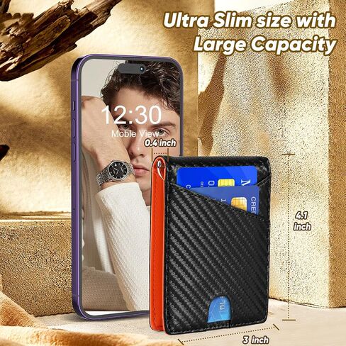 KE'VERSO Slim Wallet for Men Gifts 12 Card Slots ID Window With Money Clip Minimalist RFID Front Pocket Bifold Leather Small Thin Gift Box Dad Birthday Christmas Regalos Hombres in Saudi Arabia