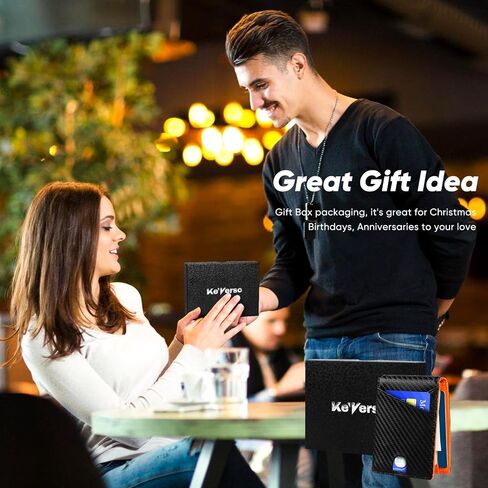 KE'VERSO Slim Wallet for Men Gifts 12 Card Slots ID Window With Money Clip Minimalist RFID Front Pocket Bifold Leather Small Thin Gift Box Dad Birthday Christmas Regalos Hombres in Saudi Arabia