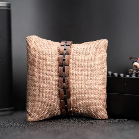 Wood Bracelets Mens Women,Walnut with Stainless Steel Bracelet Links,Gift Box Included - Unique Link Bracelet for Anniversary, Birthday, Wedding, Graduation,8" S09-1 in Saudi Arabia