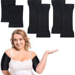 SATINIOR 2 Pairs Women Arm Shapers Plus Size Arm Slimming Compression Sleeve Slim Upper Flabby Arm Wrap and 1 Pair Calf Compression Sleeves, Suitable for Arm Circumference 7 to16 Inches