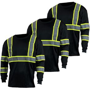 High Visibility Shirts for Men - Long Sleeve Construction Hi Vis Reflective Safety Shirts for Men Yellow Orange