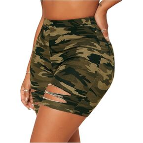 Milumia Women Camo Print Cut Out Biker Shorts High Waisted Workout Athletic Legging Shorts
