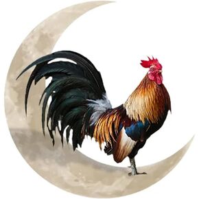 Hztyyier Metal Wall Hanging Sign Metal Rooster Decor Metal Moon Rooster Wall Decor for Farmhouse Home Garden Decor