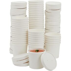 Juvale 12 oz To Go Soup Containers with Lids, Disposable Paper Bowls (50 Pack, White)