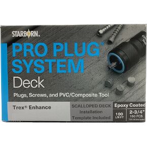 Starborn Industries Pro Plug System PXDC633S275 for Trex Foggy Wharf Decking 100 lin ft with Epoxy Screws and Tool