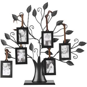Yosoo Family Tree Picture Frame Display with 6 Hanging Picture Photo Frames, Wall Decor, Table Decor, Gifts for Mom (Photo Frame Size: 6.4 * 4.6cm/2.52 * 1.81in)