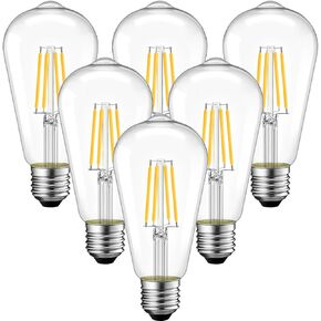 ANWIO Dimmable Vintage LED Edison Bulbs, 5W, Equivalent 60W, 500lm, Warm White Light 2700K, 80+ CRI, ST21 Antique LED Filament Bulbs, E26 Medium Base, Clear Glass, 6PCS