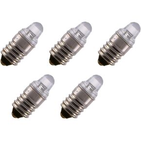 Miniature LED Flashlight Bulbs, 3 Volt Mini Lamps, Cool White, E10 Small LED Bulbs, Pack of 5