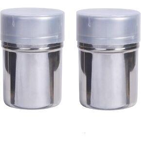 2 Pack Powdered Sugar Shaker Cinnamon Shaker Confectioners Sugar Shaker with Lid Flour Sifter Duster Dispenser