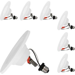 5/6 Inch LED Spring Hook Retrofit Downlight, Recessed can Light Conversion kit, Extension Spring Hook for Free-Length,12W=75W,3000K Warm White,800Lumen,Dimmable,Simple Installation,E26,6Pack