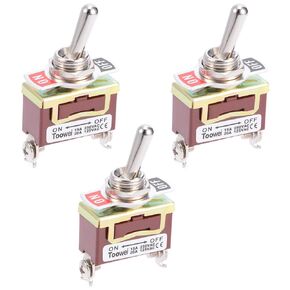 uxcell® T701A SPST Rocker Toggle Switch Self Locking Heavy-Duty 15A 250V 20A 125V 2P ON/Off Switch Metal Bat Waterproof Boot Cap Cover 3pcs