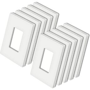 BESTTEN 10 Pack Mid Size Screwless Wall Plate, Unbreakable Polycarbonate Midway Outlet Cover, USWP4 Series, H4.88" x W3.11", for Light Switch, Dimmer, GFCI, USB Receptacle, Gloss Universal White