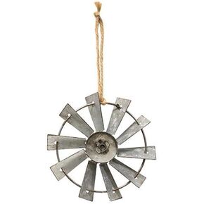 CWI Gifts Small Metal Windmill Ornament with Jute Rope - 4" - Farmhouse Decor
