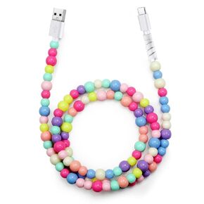 Aolcev USB C Cable 66W Fast USB to USB C Charging Cable Stylish and Durable Beaded USB Type C Charger Cord for iPhone 15 Pro Max/Pro/Plus Samsung S24 S23 S22 S21 Multicolored