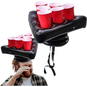 Party Toss Game Inflatable Pong Hat, Ping Pong Parties Toss Game Cups bevarage Holder for 2-Player Endless Party Fun Twist on a Party Bachelorette Classic Game
