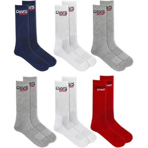 Chaps Men's Athletic Cushioned Performance Crew Socks-6 Pairs-Breathable Mesh