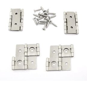 4pcs Screen Hinge 360 Degree Rotation Iron Hinge 46x43mm Furniture Folding Double Acting Hinges with Mounting Screws White Nickel